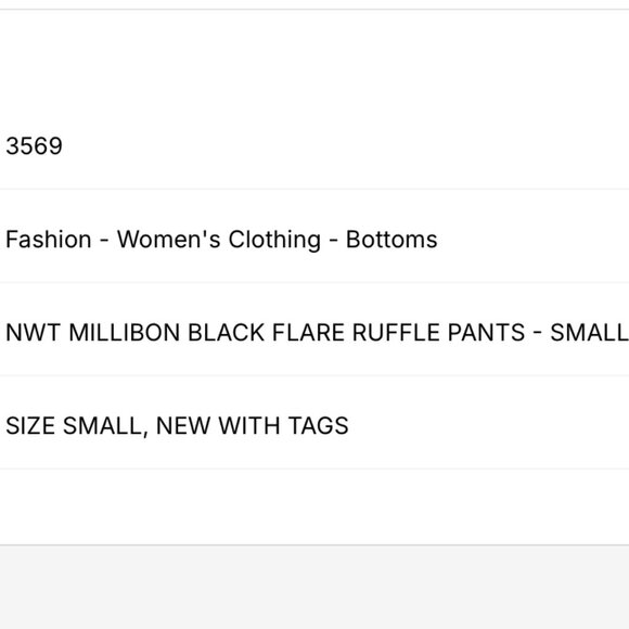 Millibon Black Flare Ruffle Dress Pants sz S NWT - Picture 4 of 4